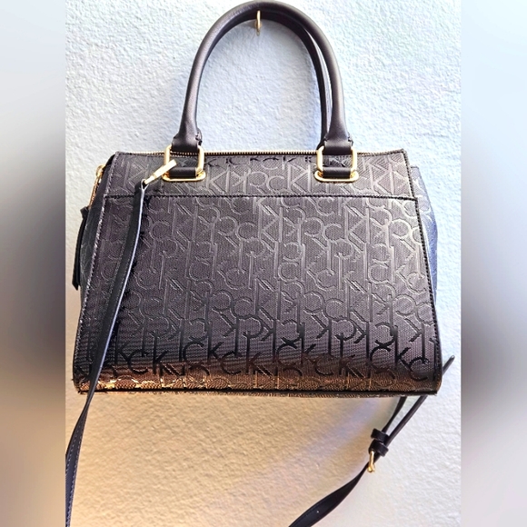 Leather Calvin Klein Black and Multi Color Floral Purse - Picture 2 of 6